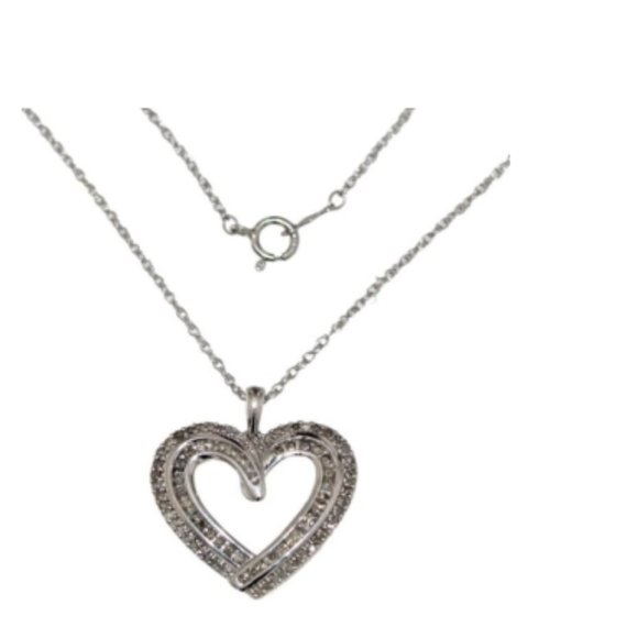 Genuine Natural 1/2 ct Diamond Heart Necklace Sterling silver 925 w/ 18” chain - Picture 3 of 10